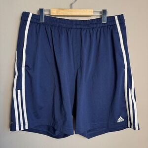 Adidas Mens Classic Navy Blue ClimaCool Athletic Shorts with White Stripes XL